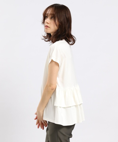 GLOBAL WORK Smile Seed Store（グローバルワーク スマイルシードストア）の「冷感後ろフリルＴシャツフレンチスリーブ/102725（Tシャツ/カットソー・レディース・チャコール/ライトブルー/ブラック/ベージュ/オフホワイト・LARGE/MEDIUM/SMALL/X-LARGE）」の16枚目の写真