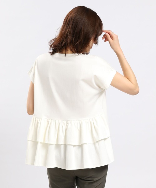 GLOBAL WORK Smile Seed Store（グローバルワーク スマイルシードストア）の「冷感後ろフリルＴシャツフレンチスリーブ/102725（Tシャツ/カットソー・レディース・チャコール/ライトブルー/ブラック/ベージュ/オフホワイト・LARGE/MEDIUM/SMALL/X-LARGE）」の17枚目の写真