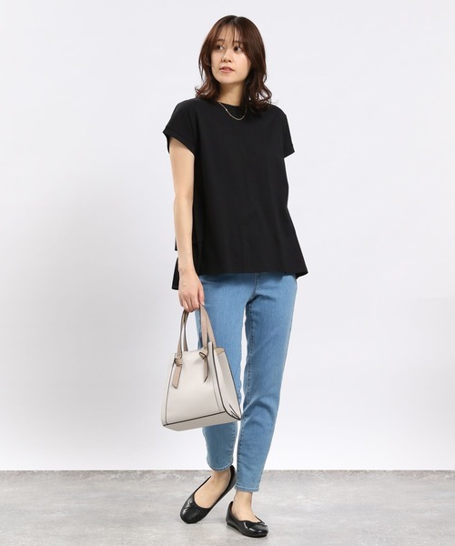 GLOBAL WORK Smile Seed Store（グローバルワーク スマイルシードストア）の「冷感後ろフリルＴシャツフレンチスリーブ/102725（Tシャツ/カットソー・レディース・チャコール/ライトブルー/ブラック/ベージュ/オフホワイト・LARGE/MEDIUM/SMALL/X-LARGE）」の18枚目の写真