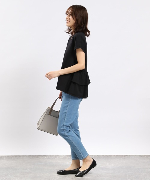 GLOBAL WORK Smile Seed Store（グローバルワーク スマイルシードストア）の「冷感後ろフリルＴシャツフレンチスリーブ/102725（Tシャツ/カットソー・レディース・チャコール/ライトブルー/ブラック/ベージュ/オフホワイト・LARGE/MEDIUM/SMALL/X-LARGE）」の19枚目の写真