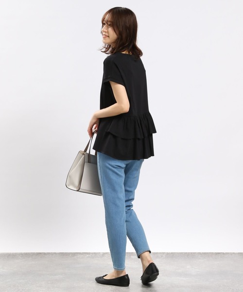 GLOBAL WORK Smile Seed Store（グローバルワーク スマイルシードストア）の「冷感後ろフリルＴシャツフレンチスリーブ/102725（Tシャツ/カットソー・レディース・チャコール/ライトブルー/ブラック/ベージュ/オフホワイト・LARGE/MEDIUM/SMALL/X-LARGE）」の20枚目の写真