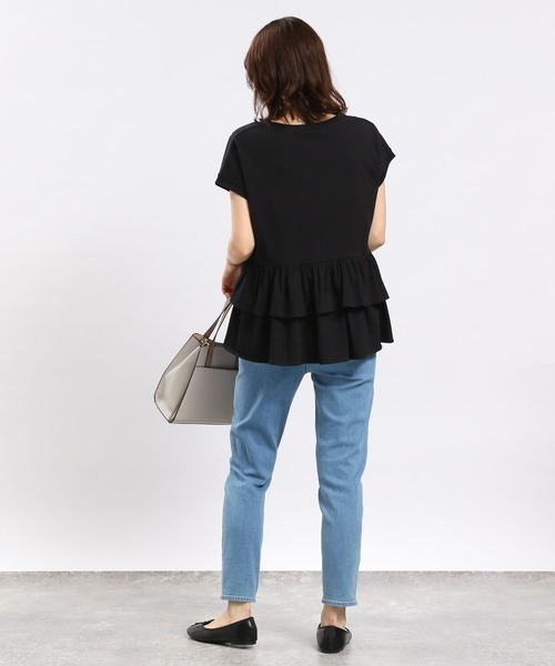 GLOBAL WORK Smile Seed Store（グローバルワーク スマイルシードストア）の「冷感後ろフリルＴシャツフレンチスリーブ/102725（Tシャツ/カットソー・レディース・チャコール/ライトブルー/ブラック/ベージュ/オフホワイト・LARGE/MEDIUM/SMALL/X-LARGE）」の21枚目の写真