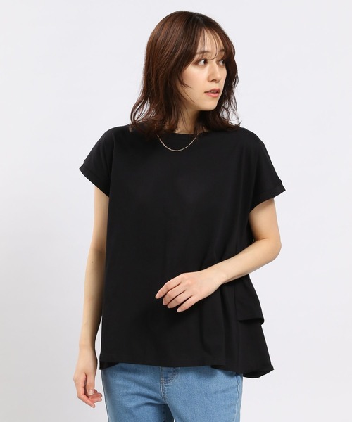 GLOBAL WORK Smile Seed Store（グローバルワーク スマイルシードストア）の「冷感後ろフリルＴシャツフレンチスリーブ/102725（Tシャツ/カットソー・レディース・チャコール/ライトブルー/ブラック/ベージュ/オフホワイト・LARGE/MEDIUM/SMALL/X-LARGE）」の22枚目の写真