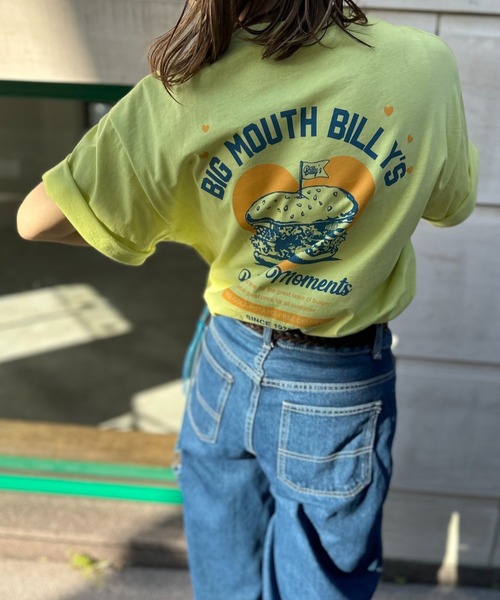 mi via loca（ミヴィアロカ）の「VintageライクBURGERプリントTシャツ（Tシャツ/カットソー・レディース・ライム/アイボリー/グレイッシュブルー・FREE）」の2枚目の写真