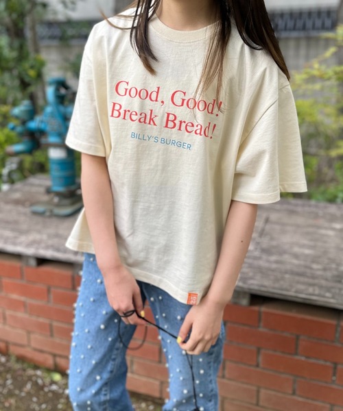 mi via loca（ミヴィアロカ）の「VintageライクBURGERプリントTシャツ（Tシャツ/カットソー・レディース・ライム/アイボリー/グレイッシュブルー・FREE）」の8枚目の写真