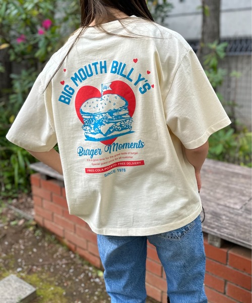 mi via loca（ミヴィアロカ）の「VintageライクBURGERプリントTシャツ（Tシャツ/カットソー・レディース・ライム/アイボリー/グレイッシュブルー・FREE）」の5枚目の写真