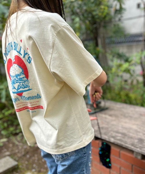 mi via loca（ミヴィアロカ）の「VintageライクBURGERプリントTシャツ（Tシャツ/カットソー・レディース・ライム/アイボリー/グレイッシュブルー・FREE）」の7枚目の写真