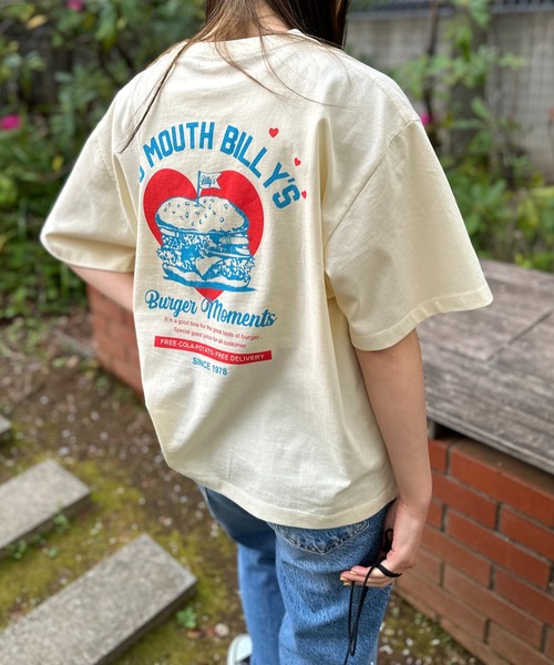 mi via loca（ミヴィアロカ）の「VintageライクBURGERプリントTシャツ（Tシャツ/カットソー・レディース・ライム/アイボリー/グレイッシュブルー・FREE）」の10枚目の写真