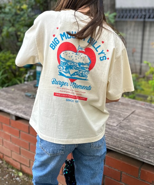 mi via loca（ミヴィアロカ）の「VintageライクBURGERプリントTシャツ（Tシャツ/カットソー・レディース・ライム/アイボリー/グレイッシュブルー・FREE）」の12枚目の写真