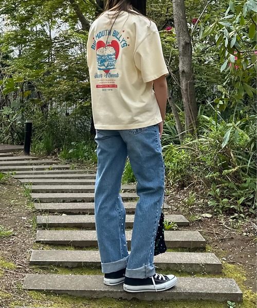 mi via loca（ミヴィアロカ）の「VintageライクBURGERプリントTシャツ（Tシャツ/カットソー・レディース・ライム/アイボリー/グレイッシュブルー・FREE）」の19枚目の写真