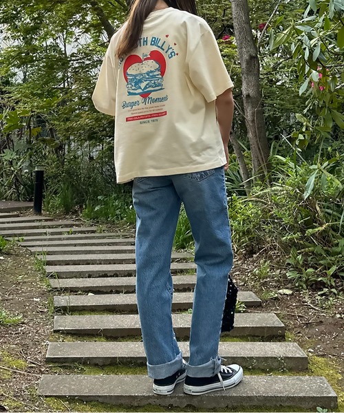 mi via loca（ミヴィアロカ）の「VintageライクBURGERプリントTシャツ（Tシャツ/カットソー・レディース・ライム/アイボリー/グレイッシュブルー・FREE）」の18枚目の写真