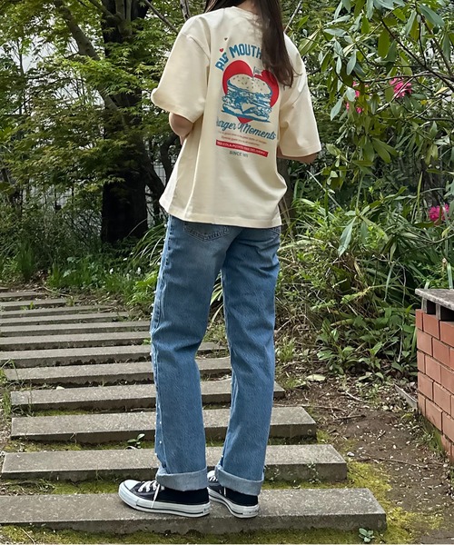 mi via loca（ミヴィアロカ）の「VintageライクBURGERプリントTシャツ（Tシャツ/カットソー・レディース・ライム/アイボリー/グレイッシュブルー・FREE）」の20枚目の写真
