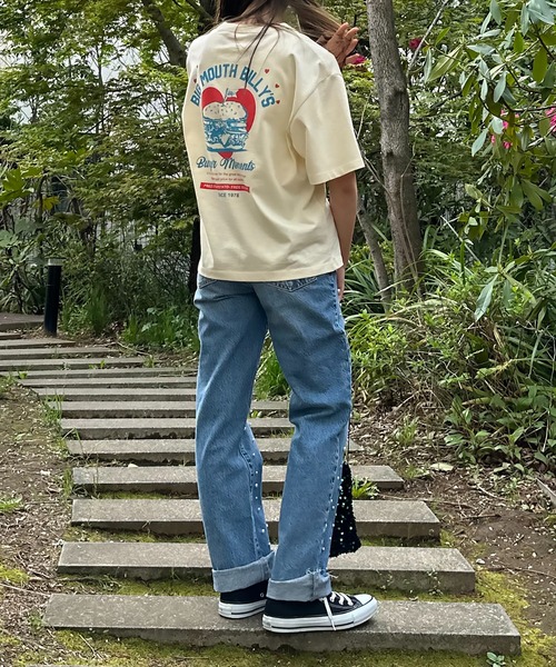 mi via loca（ミヴィアロカ）の「VintageライクBURGERプリントTシャツ（Tシャツ/カットソー・レディース・ライム/アイボリー/グレイッシュブルー・FREE）」の21枚目の写真
