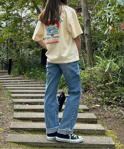 mi via loca（ミヴィアロカ）の「VintageライクBURGERプリントTシャツ（Tシャツ/カットソー・レディース・ライム/アイボリー/グレイッシュブルー・FREE）」の22枚目の写真