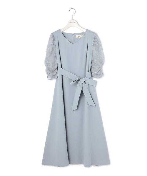 LAISSE PASSE（レッセパッセ）の「《お呼ばれドレス》レーススリーブAラインドレス（ドレス・レディース・ベージュ/ネイビー/ミント・MEDIUM/SMALL）」の2枚目の写真