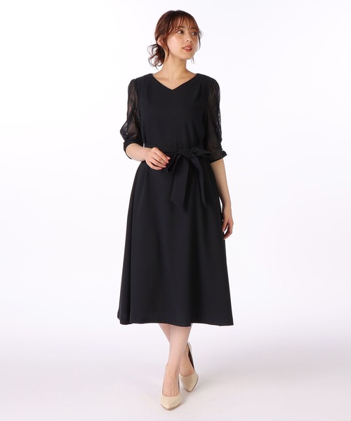 LAISSE PASSE（レッセパッセ）の「《お呼ばれドレス》レーススリーブAラインドレス（ドレス・レディース・ベージュ/ネイビー/ミント・MEDIUM/SMALL）」の19枚目の写真