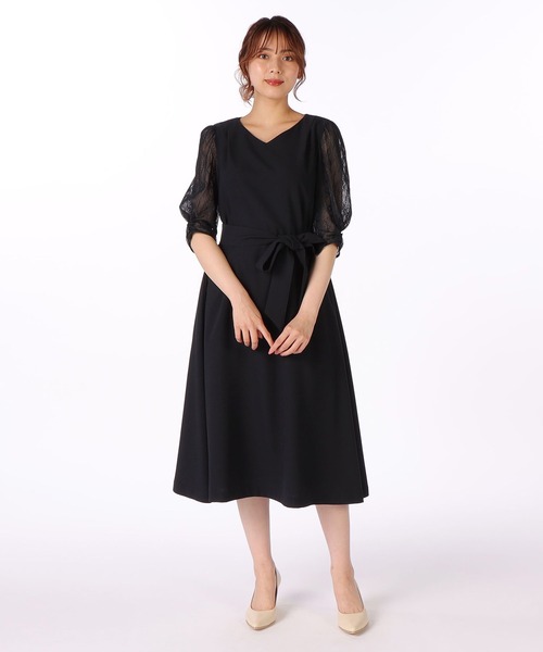 LAISSE PASSE（レッセパッセ）の「《お呼ばれドレス》レーススリーブAラインドレス（ドレス・レディース・ベージュ/ネイビー/ミント・MEDIUM/SMALL）」の18枚目の写真