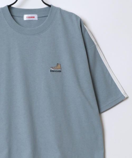CONVERSE（コンバース）の「CONVERSE/コンバース オーバーサイズ オールスター スニーカー ワンポイント刺繍 ユニフォーム 袖ライン 半袖Tシャツ/ゲームシャツ/レディース メンズ（Tシャツ/カットソー・レディース・ブルーグレー/ブルー/ホワイト系その他/ホワイト/ベージュ/スミクロ・M/LL/L）」の12枚目の写真