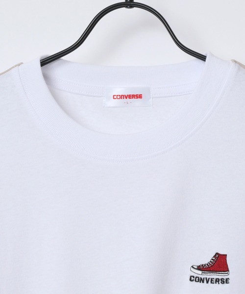 CONVERSE（コンバース）の「CONVERSE/コンバース オーバーサイズ オールスター スニーカー ワンポイント刺繍 ユニフォーム 袖ライン 半袖Tシャツ/ゲームシャツ/レディース メンズ（Tシャツ/カットソー・レディース・ブルーグレー/ブルー/ホワイト系その他/ホワイト/ベージュ/スミクロ・M/LL/L）」の20枚目の写真