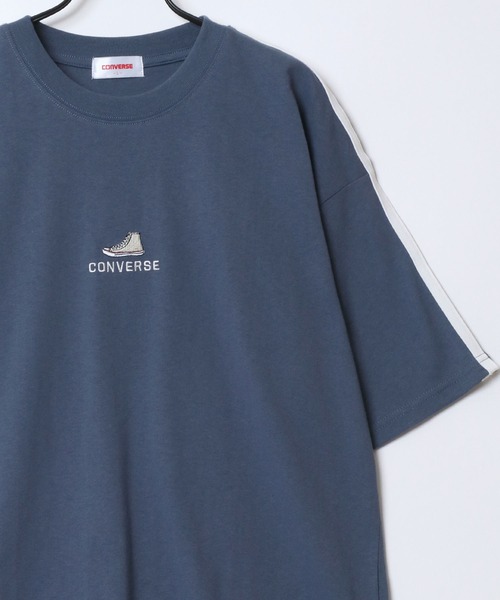 CONVERSE（コンバース）の「CONVERSE/コンバース オーバーサイズ オールスター スニーカー ワンポイント刺繍 ユニフォーム 袖ライン 半袖Tシャツ/ゲームシャツ/レディース メンズ（Tシャツ/カットソー・レディース・ブルーグレー/ブルー/ホワイト系その他/ホワイト/ベージュ/スミクロ・M/LL/L）」の10枚目の写真