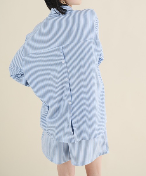 MERLOT（メルロー）の「ストライプシャツセットアップ（セットアップ・レディース・ブルー・FREE）」の10枚目の写真