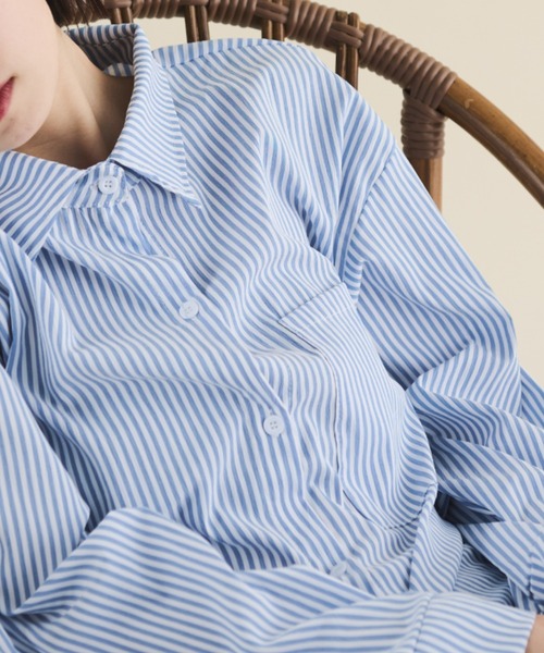 MERLOT（メルロー）の「ストライプシャツセットアップ（セットアップ・レディース・ブルー・FREE）」の6枚目の写真