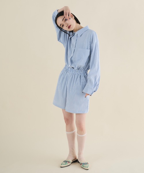 MERLOT（メルロー）の「ストライプシャツセットアップ（セットアップ・レディース・ブルー・FREE）」の14枚目の写真
