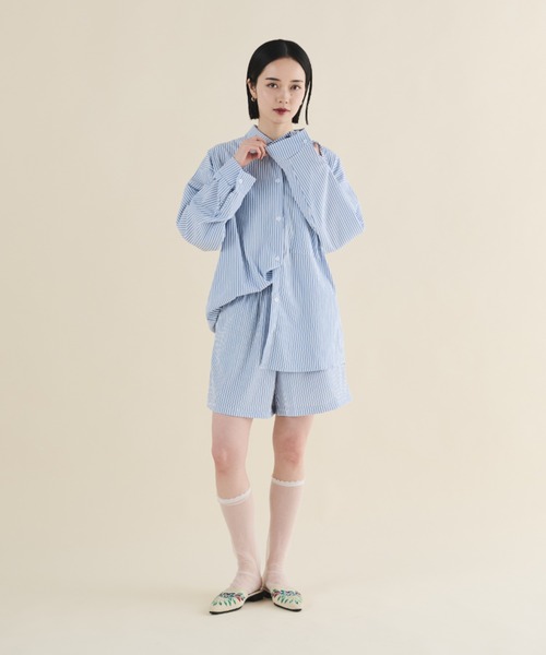 MERLOT（メルロー）の「ストライプシャツセットアップ（セットアップ・レディース・ブルー・FREE）」の2枚目の写真