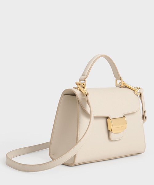 CHARLES & KEITH（チャールズ & キース）の「Violettaヴィオレッタトラペーズトップハンドルバッグ（ハンドバッグ・レディース・セージグリーン/ブラック/ベージュ・M）」の8枚目の写真