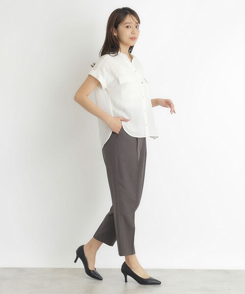 index（インデックス）の「◆ダブルポケットスキッパーブラウス【洗濯機洗い可】（シャツ/ブラウス・レディース・ナチュラル/オフホワイト/カーキ/ネイビー・36/40/38/42）」の9枚目の写真