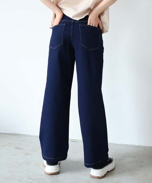 Doula Doula（ドゥーラドゥーラ）の「ハイウエストワイドデニムパンツ（デニムパンツ・レディース・インディゴブルー/ライトブルー/ブルー・L/M/S）」の4枚目の写真