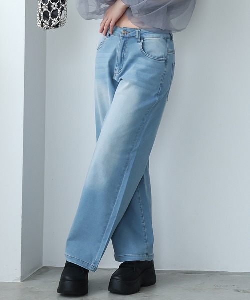 Doula Doula（ドゥーラドゥーラ）の「ハイウエストワイドデニムパンツ（デニムパンツ・レディース・インディゴブルー/ライトブルー/ブルー・L/M/S）」の7枚目の写真