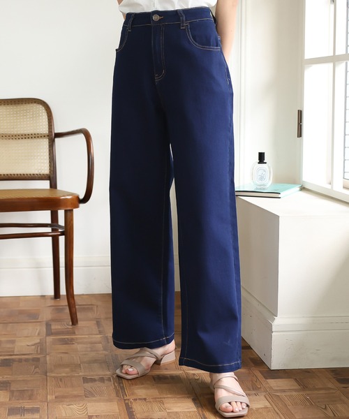 Doula Doula（ドゥーラドゥーラ）の「ハイウエストワイドデニムパンツ（デニムパンツ・レディース・インディゴブルー/ライトブルー/ブルー・L/M/S）」の6枚目の写真