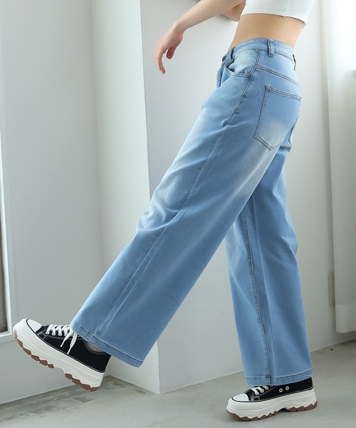 Doula Doula（ドゥーラドゥーラ）の「ハイウエストワイドデニムパンツ（デニムパンツ・レディース・インディゴブルー/ライトブルー/ブルー・L/M/S）」の19枚目の写真