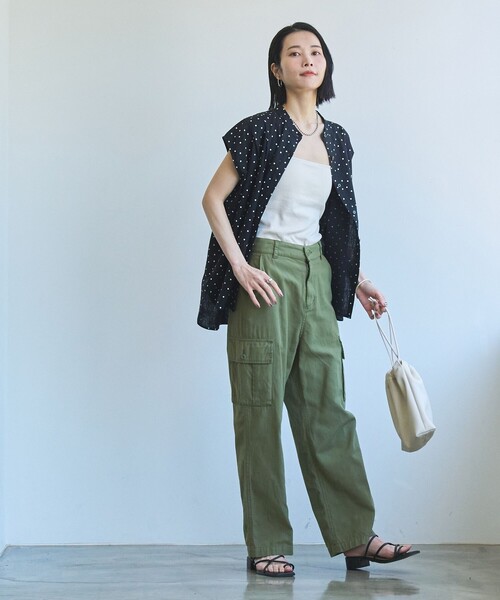 coen(コーエン)の「【WEB限定】リネンミックスドットタックブラウス(シャツ/ブラウス・レディース・ブラック/ベージュ・FREE)」の7枚目の写真