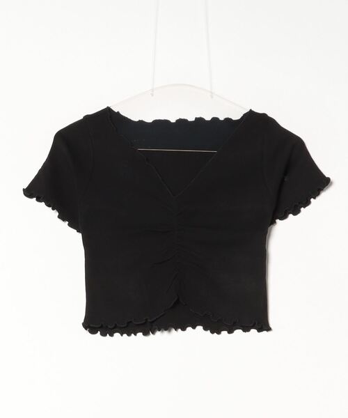 Per sist ence(パーシエンス)の「Vネックフロントシャーリングメロー半袖Tシャツ(Tシャツ/カットソー・レディース・パープル/ホワイト/ピンク/ブラック・FREE)」の9枚目の写真