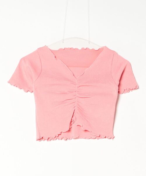 Per sist ence(パーシエンス)の「Vネックフロントシャーリングメロー半袖Tシャツ(Tシャツ/カットソー・レディース・パープル/ホワイト/ピンク/ブラック・FREE)」の13枚目の写真