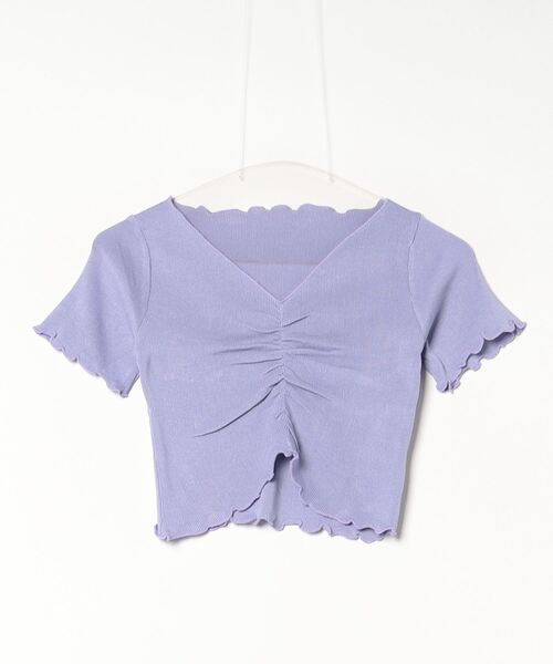 Per sist ence(パーシエンス)の「Vネックフロントシャーリングメロー半袖Tシャツ(Tシャツ/カットソー・レディース・パープル/ホワイト/ピンク/ブラック・FREE)」の11枚目の写真