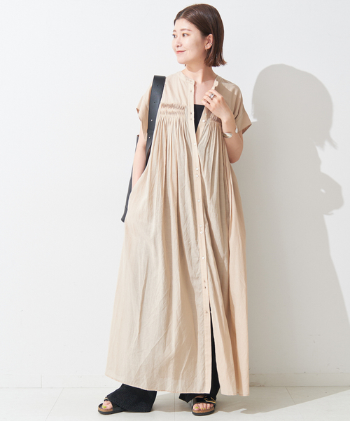 Spick & Span（スピックアンドスパン）の「ボイルピンタックワンピース（ワンピース・レディース・ブラックミックス/ベージュ/ブルー・36/38）」の6枚目の写真