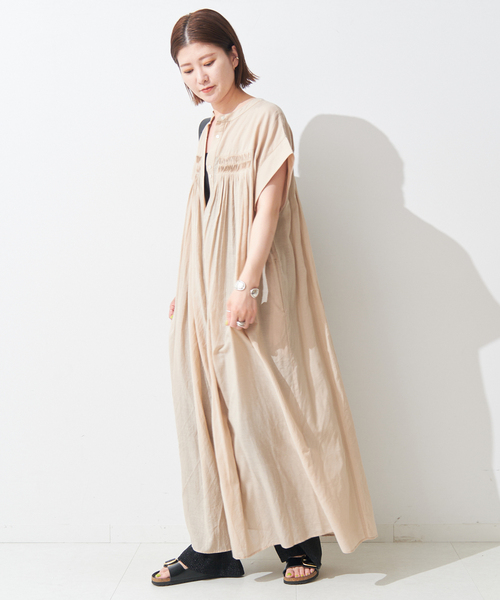 Spick & Span（スピックアンドスパン）の「ボイルピンタックワンピース（ワンピース・レディース・ブラックミックス/ベージュ/ブルー・36/38）」の7枚目の写真