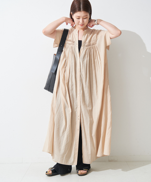 Spick & Span（スピックアンドスパン）の「ボイルピンタックワンピース（ワンピース・レディース・ブラックミックス/ベージュ/ブルー・36/38）」の9枚目の写真