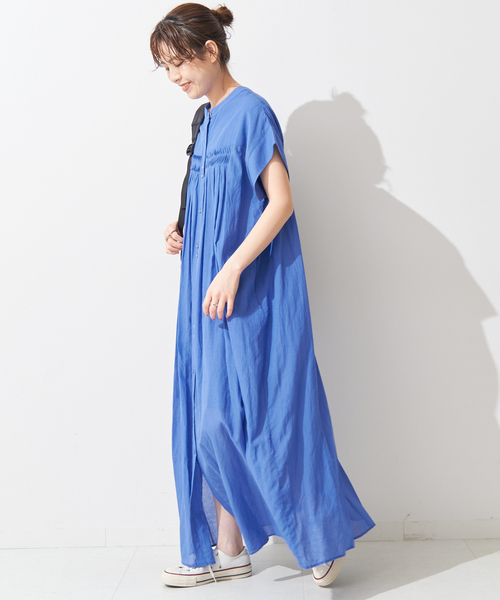 Spick & Span（スピックアンドスパン）の「ボイルピンタックワンピース（ワンピース・レディース・ブラックミックス/ベージュ/ブルー・36/38）」の14枚目の写真