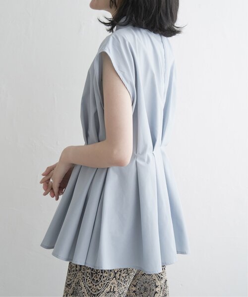 VENCEEXCHANGE（ヴァンスエクスチェンジ）の「ウエストタックスタンドブラウス（シャツ/ブラウス・レディース・オフホワイト/ライトグレー/ブラック/グリーン・FREE）」の3枚目の写真