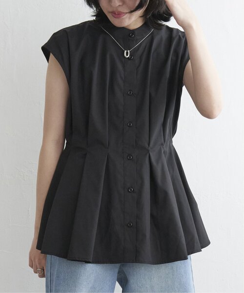 VENCEEXCHANGE（ヴァンスエクスチェンジ）の「ウエストタックスタンドブラウス（シャツ/ブラウス・レディース・オフホワイト/ライトグレー/ブラック/グリーン・FREE）」の2枚目の写真