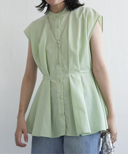 VENCEEXCHANGE（ヴァンスエクスチェンジ）の「ウエストタックスタンドブラウス（シャツ/ブラウス・レディース・オフホワイト/ライトグレー/ブラック/グリーン・FREE）」の11枚目の写真