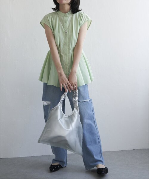 VENCEEXCHANGE（ヴァンスエクスチェンジ）の「ウエストタックスタンドブラウス（シャツ/ブラウス・レディース・オフホワイト/ライトグレー/ブラック/グリーン・FREE）」の12枚目の写真