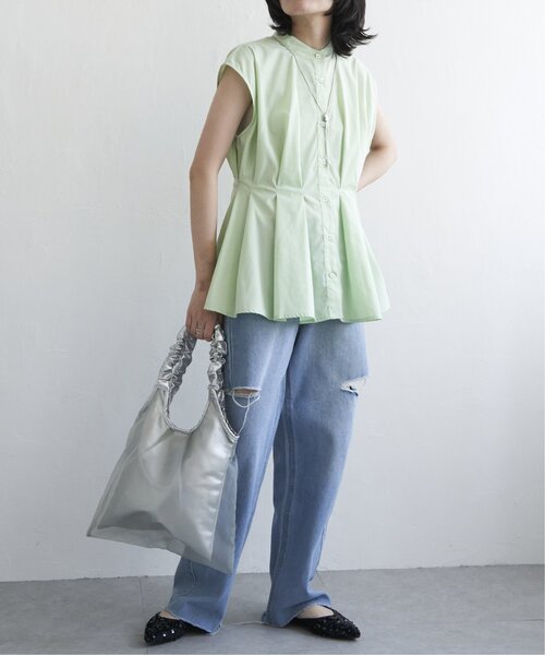 VENCEEXCHANGE（ヴァンスエクスチェンジ）の「ウエストタックスタンドブラウス（シャツ/ブラウス・レディース・オフホワイト/ライトグレー/ブラック/グリーン・FREE）」の13枚目の写真