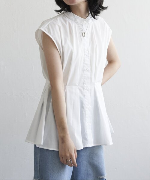 VENCEEXCHANGE（ヴァンスエクスチェンジ）の「ウエストタックスタンドブラウス（シャツ/ブラウス・レディース・オフホワイト/ライトグレー/ブラック/グリーン・FREE）」の15枚目の写真