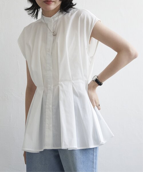 VENCEEXCHANGE（ヴァンスエクスチェンジ）の「ウエストタックスタンドブラウス（シャツ/ブラウス・レディース・オフホワイト/ライトグレー/ブラック/グリーン・FREE）」の17枚目の写真