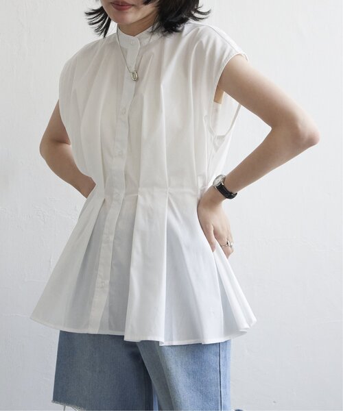 VENCEEXCHANGE（ヴァンスエクスチェンジ）の「ウエストタックスタンドブラウス（シャツ/ブラウス・レディース・オフホワイト/ライトグレー/ブラック/グリーン・FREE）」の18枚目の写真